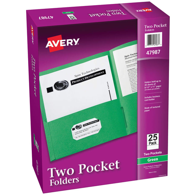 Avery Two Pocket Folders, Holds up to 40 Sheets, B
