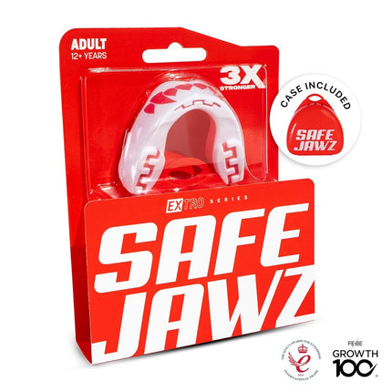 SafeJawz Sports Mouthguard Dual Layer Premium Protection Adults and Junior Gum Shield with Case for Boxing, MMA, Rugby, Martial Arts, Judo and All Contact Sports