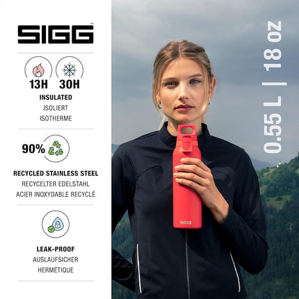 SIGG - Insulated Water Bottle - Thermo Flask Hot & Cold One Light - with Fruit Strainer - Leakproof - BPA Free - 18/8 Stainless Steel - Red - 0.55L