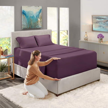 Nestl Twin XL Bed Sheet Set - Purple - 3-Piece Extra Deep Pocket