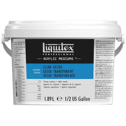 Liquitex Professional Gesso Médium de préparation de surface, seau de 1,89 L (un demi-gallon), Gesso transparent