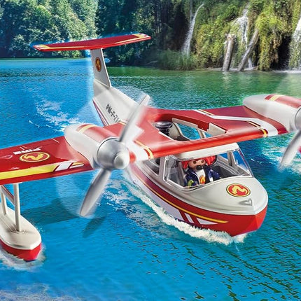 Playmobil 71463 Action Heroes: Firefighting Seaplane with Extinguishing Function, heroic rescue missions, with a firefighter, imaginative role-play, detailed play sets suitable for children ages 4+