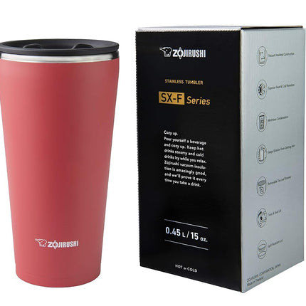 Zojirushi SX-FSE45PV, Stainless Vacuum Insulated Tumbler, 15-Ounce, Coral Pink