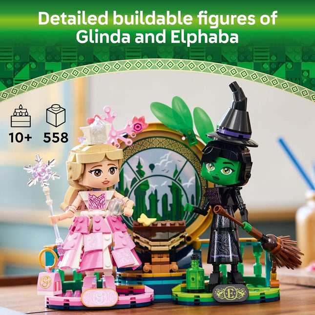 LEGO Wicked Elphaba & Glinda Figures, Kids Witch Toys for Ages 10 and Up, Building Playset, Includes Glinda The Good Witch and Broom, Halloween Toy Gift for Girls, Boys, and Fans of The Movie, 75682