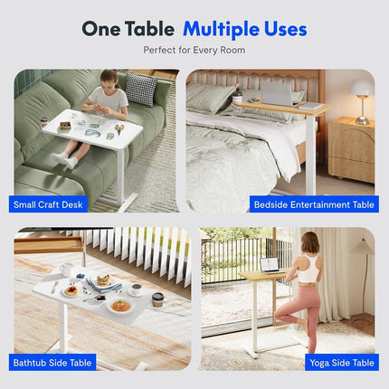 FLEXISPOT H7 Pneumatic Mobile Overbed Table 70 x 40 cm, White