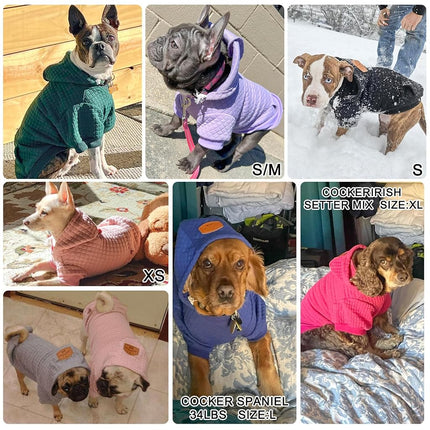 BEAUTYZOO Large Dog Hoodie Sweater with Pockets, Dog Clothes for Small Medium Dogs Boy Girl, Waffle-Like Laminated Cotton Pet Coats with Hat and Leash Hole, Pink 3XL