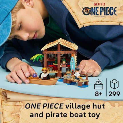 LEGO® ONE PIECE Windmill Village Hut 75636 Building Kit, Role-Play Pirate Toy for Kids, Anime Room Decor, Playset for Boys and Girls with a Shop, Boat and Minifigures of Luffy, Shanks and Makino