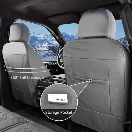 Fundas de asiento Truckiipa de piel de carnero delanteras impermeables de cobertura total para coche, protector de cojín, ajuste personalizado para Dodge Ram 1500 2009-2018, Ram 2500 3500 Crew Mega Cab 2010-2025, par delantero, gris