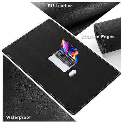 CENNBIE Leather Desk Pad, 51.2" x 31.4" Extra Large Leather Desk Mat Blotter Protector, Non-Slip Mouse Pad, Waterproof PU Leather Desk Mat on top of desks Large for Office and Home (Black)