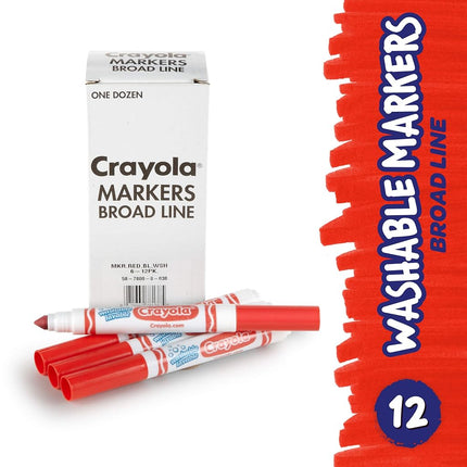 Crayola Washable Markers - Red (12ct), Kids Broad Line, Bulk for Classrooms & Teachers
