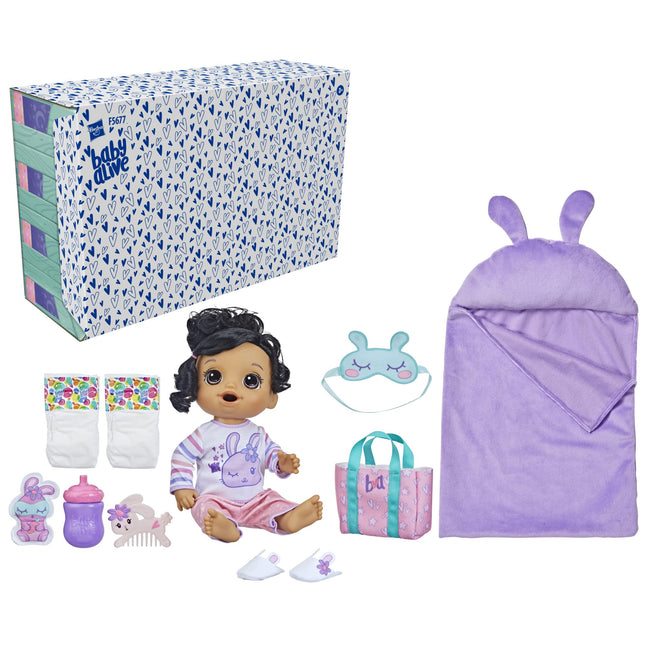 Poupée Baby Alive Bunny Dodo, poupées de 30 cm sur le thème du coucher, sac de couchage et accessoires pour poupées sur le thème du lapin, jouets pour filles et garçons de 3 ans et plus, cheveux bruns (exclusivité Amazon)