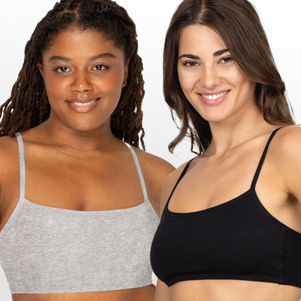 Fruit of The Loom Women's Spaghetti Strap Cotton Pullover Sports Bra Value Pack, Opaque, Cornflower Blue/Lentil/White/Kitty Pink/Grey Heather/Black Hue, 42 (Pack of 6)