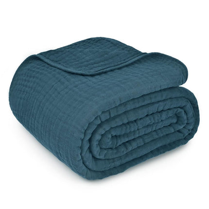 Comfy Cubs Adult Muslin Blanket Throw, 127 x 152 cm - Soft, Six-Layered, Lightweight, Breathable Cotton Blanket for All Seasons - Machine Washable, Stylish Home Decor - Neptune