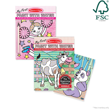 Melissa & Doug 9338 000772093385 Mon premier livre de coloriage à l'eau : Animaux (24 pages à peindre), Taille unique