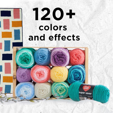Red Heart Super Saver Yarn, 3 Pack, Cool Stripe 3 Count