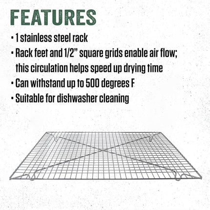 LEM Products Rejilla para Carne Seca de 18" x 13", Compatible con Bandeja para Carne Seca, Acero Inoxidable