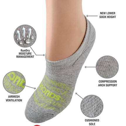 Saucony Women's Rundry Performance Selective Cushion Socks, Available in S-l (6, 12, Sneaker Grey Assorted (6 Pairs), M (Pack of 6)