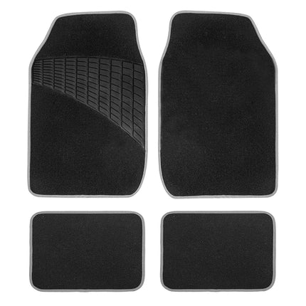 FH Group - F14503-GRAY F14503 Gray Color-Trimmed Liners Non-Slip Car Floor Mats with Rubber Heel Pad – Full Set