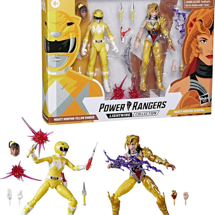Power Rangers - Lightning Collection - Mighty Morphin 6" Yellow Ranger Aisha Vs Scorpina - Premium Collectible Action Figures with Accessories - Toys for Kids - Boys and Girls - F2046 - Ages 4+