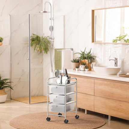 Simple Houseware 3 Drawer Rolling Storage Cart, Chrome