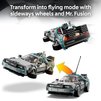 LEGO Speed Champions Time Machine from Back to the Future Toy - Car Model Kit w/Doc Brown & Marty McFly Minifigures - Gift for 9+ Year Old Boys, Girls & Movie Fans - 77256