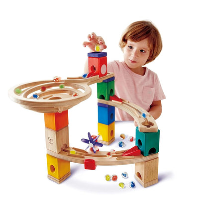 Hape Quadrilla Race to Finish Wooden Blocks with Marble Run Playset for 4+ Year Kids/Toddler