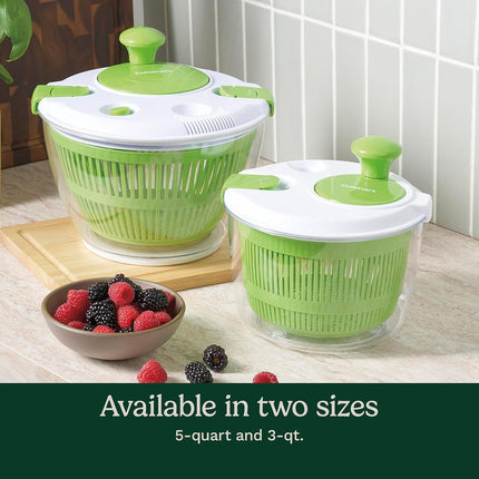 Cuisinart Escurridor de Ensalada Grande Spin Stop - Lave, Seque y Escurra Verduras de Hoja Verde, Frutas y Verduras, 4.7 L, CTG-00-SAS1