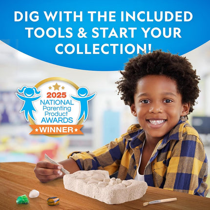 NATIONAL GEOGRAPHIC Gemstone Dig Kit – Dig Up 10 Real Gems & Crystals, Science Kit for Kids, Gem Digging Kit for Kids, Mining Kit, Rock Collection
