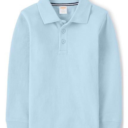 Gymboree Boys' and Toddler Long Sleeve Polo Shirt, Cloudless 3-Pack, 3T