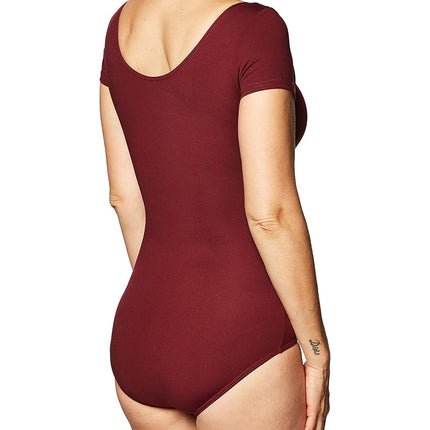Capezio Women's Short Sleeve Leotard,Maroon,Medium