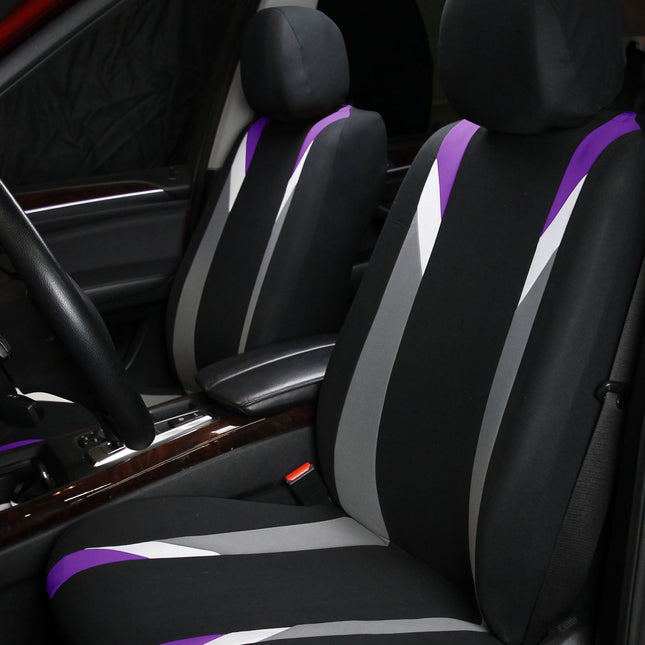FH GROUP FH-FB033217 Three Row- Premium Modernistic Seat Covers Purple / Black- Fit Most Car, Truck, Suv, or Van