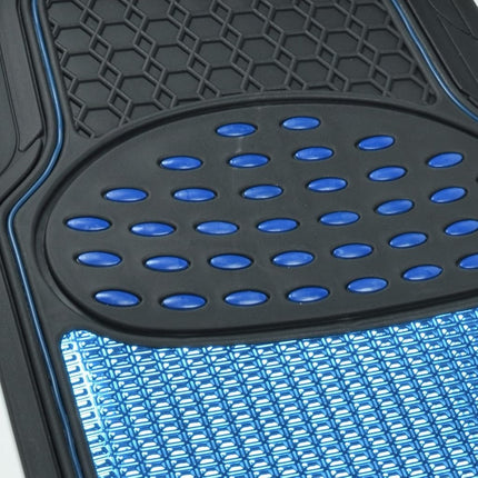 BDK Metallic Rubber Floor Mats for Car SUV & Truck - Semi Trimmable, 2 Tone Color Heavy Duty Protection (Blue/Black)