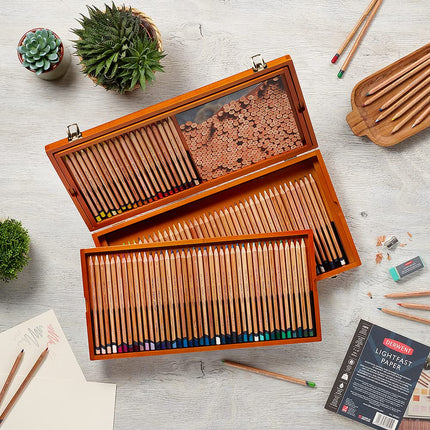Derwent Lightfast Pencils Set Of 100 In Wooden Gift Box, 4mm Round Core, Premium Core Strength, Creamy Texture, Ideal For Fine Art Drawing & Colouring, Professional Quality, 2305693