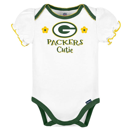 NFL Green Bay Packers Girls 20183 Pack Bodysuit, Pink, 0-3 Months