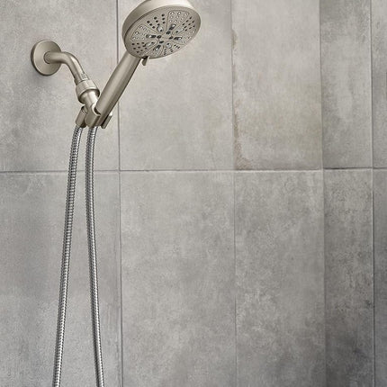 Moen Hydro Energetix High Pressure Shower Head with Handheld Sprayer, 8 Handheld Shower Head Spray Settings, Spot Resist Brushed Nickel Finish, 200H0SRN
