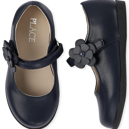 The Children's Place Baby-Girls and Toddler Closed Toe Maryjane Flats, Navy Flower, 5 Toddler