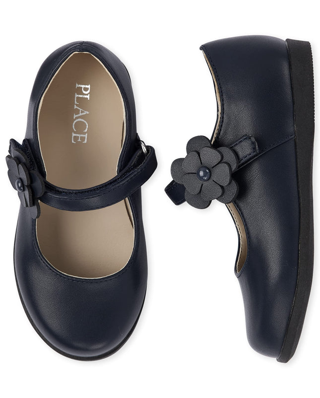 The Children's Place Baby-Girls and Toddler Closed Toe Maryjane Flats, Navy Flower, 4 US Toddler