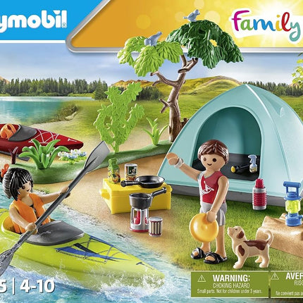 Playmobil 71425 Family Fun Campsite with Campfire, exciting outdoor adventure at the campsite, canoeing and campfires, fun imaginative role-play, playsets suitable for children ages 4+
