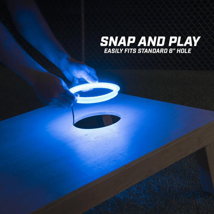 GoSports Cornhole Light Up LED Ring Kit 2pc Set - Compatible with All Cornhole Games - Blue