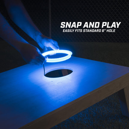 GoSports Cornhole Light Up LED Ring Kit, Juego de 2 piezas - Compatible con todos los juegos de Cornhole - Azul