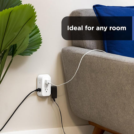 GE 6-Outlet Extender, 2 Pack, Grounded Wall Tap, Adapter Spaced Outlets, 3-Prong, Quick and Easy Install, UL Listed, White, 40222