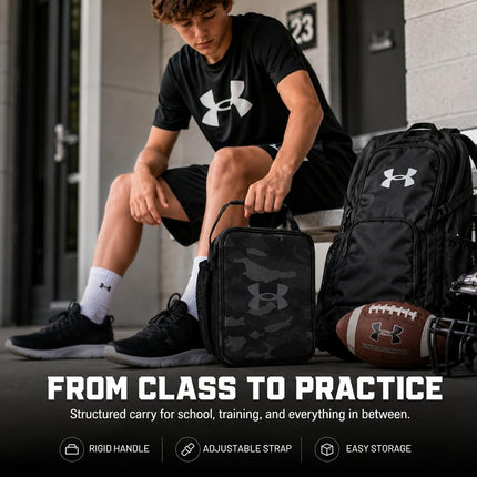 UA Scrimmage 3 Lunchbox Black Woodland Camo OSFA