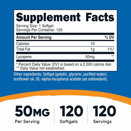 Nutricost Lycopene (50 mg) 120 Capsules, Gluten Free, Non-GMO, and Suitable for Vegetarians