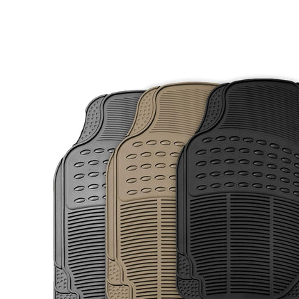 FH Group Automotive Floor Mats Climaproof for All Weather Protection Universal Fit Trim to Fit for Most Cars, SUVs, and Trucks, 3 Row 4pc Full Set Black