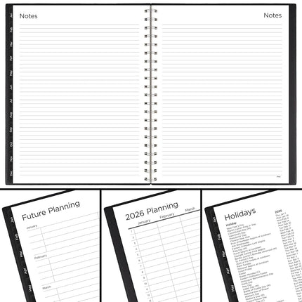 Mead 2026 Planner, Weekly & Monthly, 15-Month, 8-1/2" x 11", Large, Basic, Black (CRW6200526)