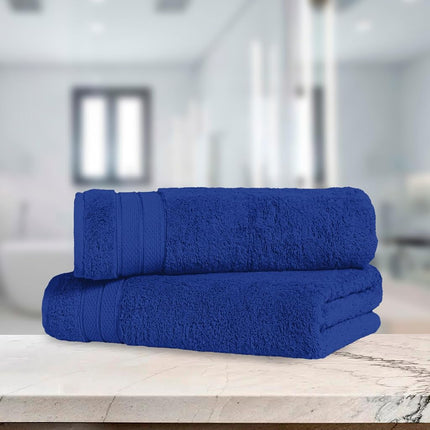 Elegant Comfort Three Line Popcorn Towel Set for Bathroom 27 x 54 inches, Premium Hotel Quality 2-Pack Bath Towels, 100% Turkish Cotton, Soft and Durable, Quick Dry and Highly Absorbent, Cobalt Blue