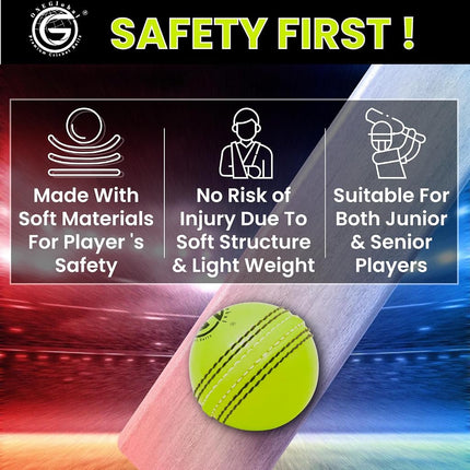 ONEGlobal Incrediball Soft Practice Cricket Ball | Outdoor & Indoor Rubber Cricket Ball with Core & Stitched Seam | for Practice, Honing Skills & Family Fun (3-FluoroYellow, Standard)