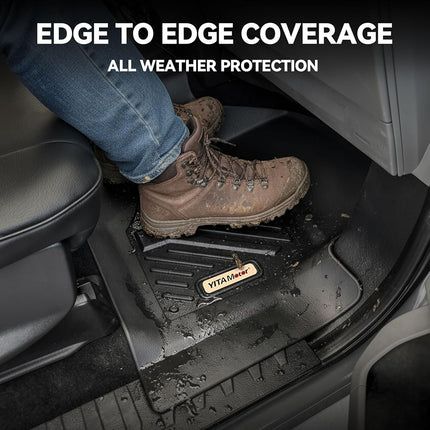 YITAMOTOR Floor Mats for Ford F-150 Super Crew Cab 2025-2015 with 1st Row Bench Seats, Custom Fit F150 1st & 2nd Row All Weather Floor Liners, Bench Seating, F 150 Supercrew Pickup Accessories Black