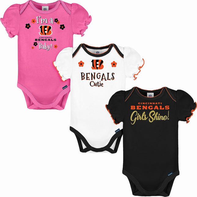NFL Gerber Baby Girl's Standard 3 Pack Short Sleev