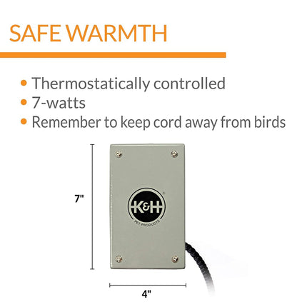 K&H Bird Heater, Snuggle-Up Warmer, Large 7x4in, Low Voltage, Gray